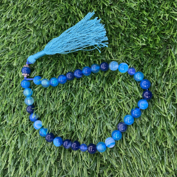 Blue Aqeeq  33 Beads - 8 mm