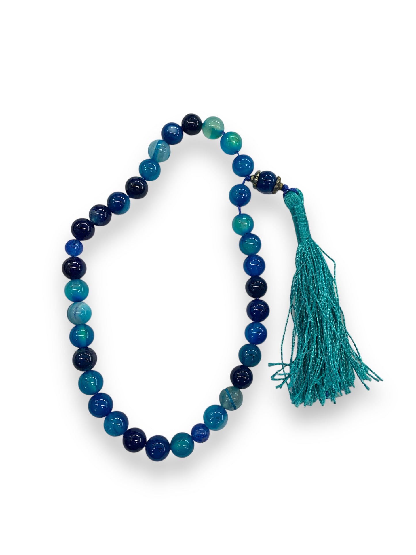 Blue Aqeeq  33 Beads - 8 mm