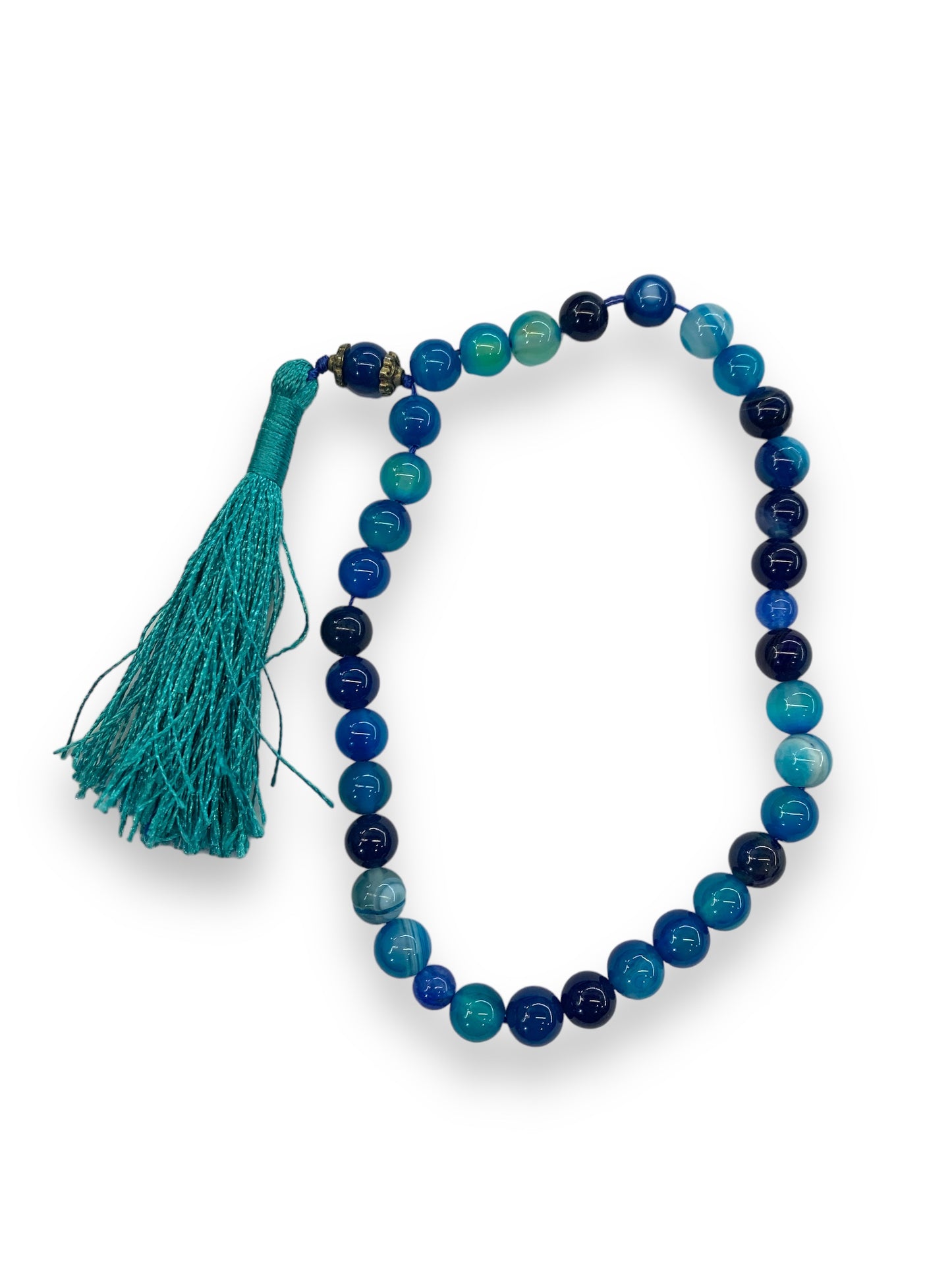 Blue Aqeeq  33 Beads - 8 mm