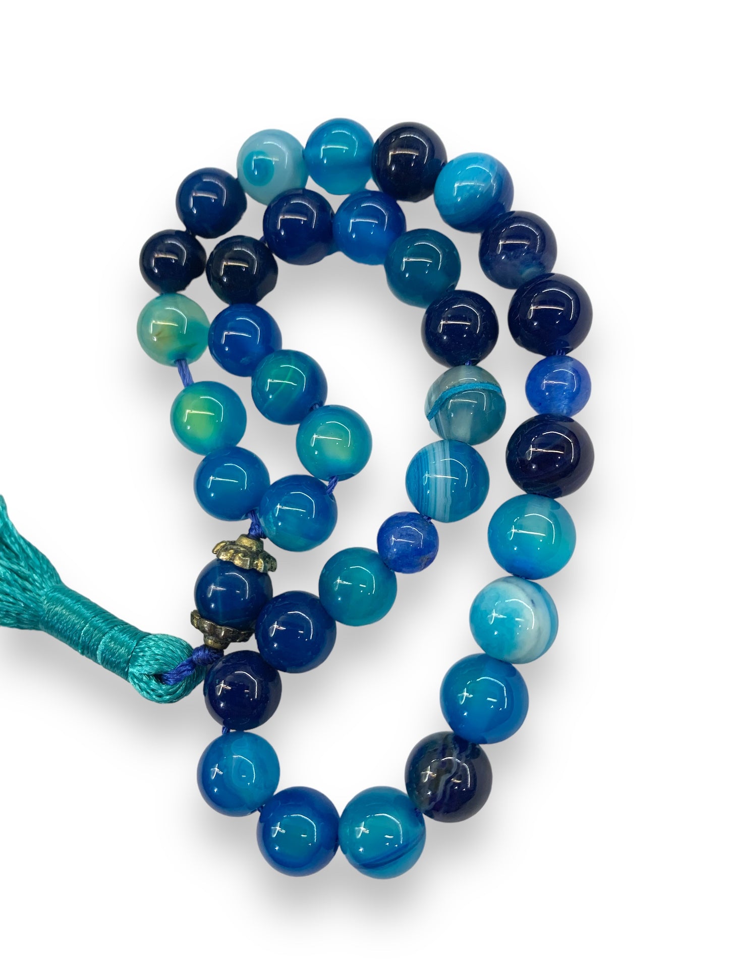 Blue Aqeeq  33 Beads - 8 mm