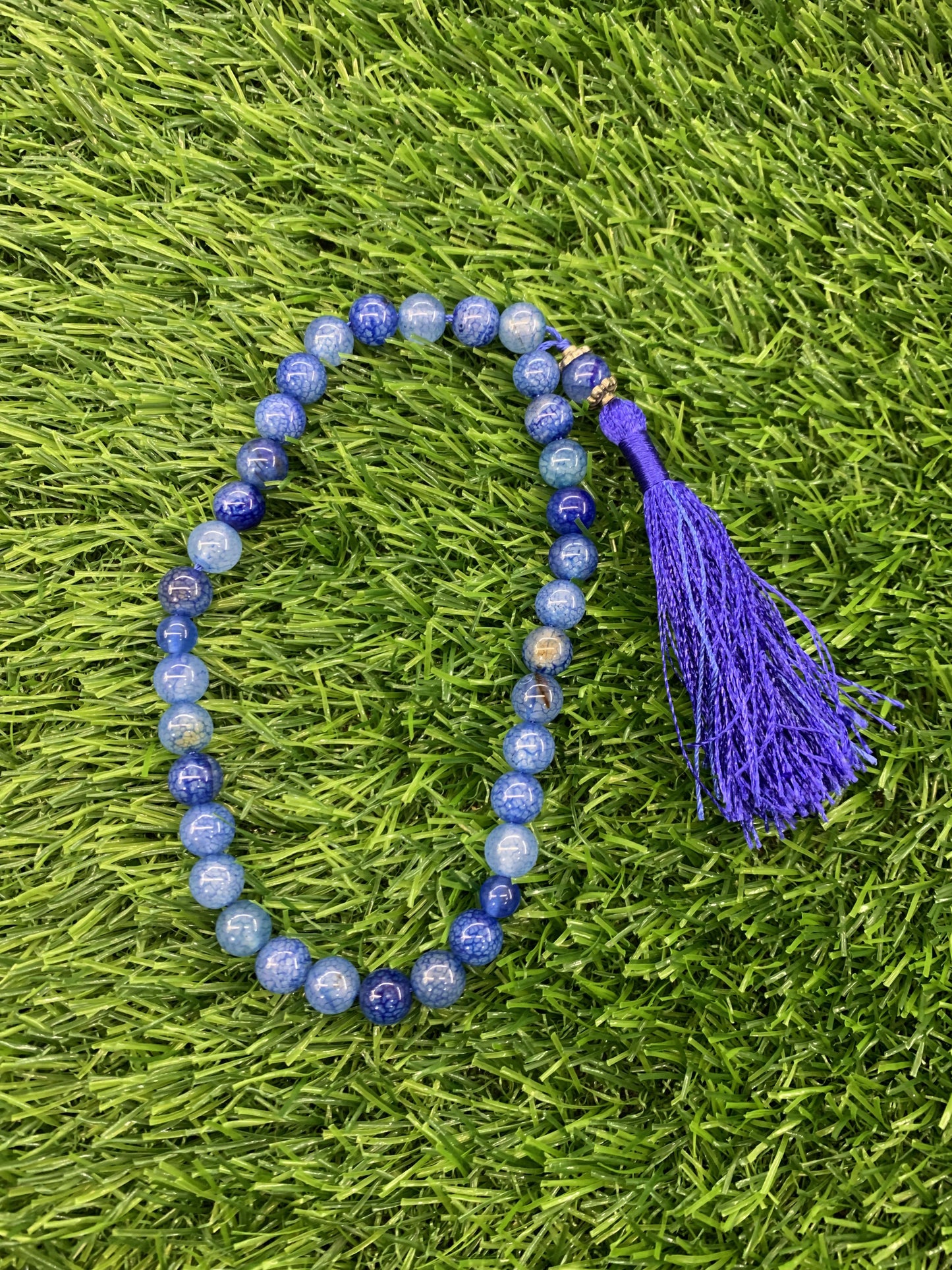 Blue  Aqeeq 33 Beads - 8 mm