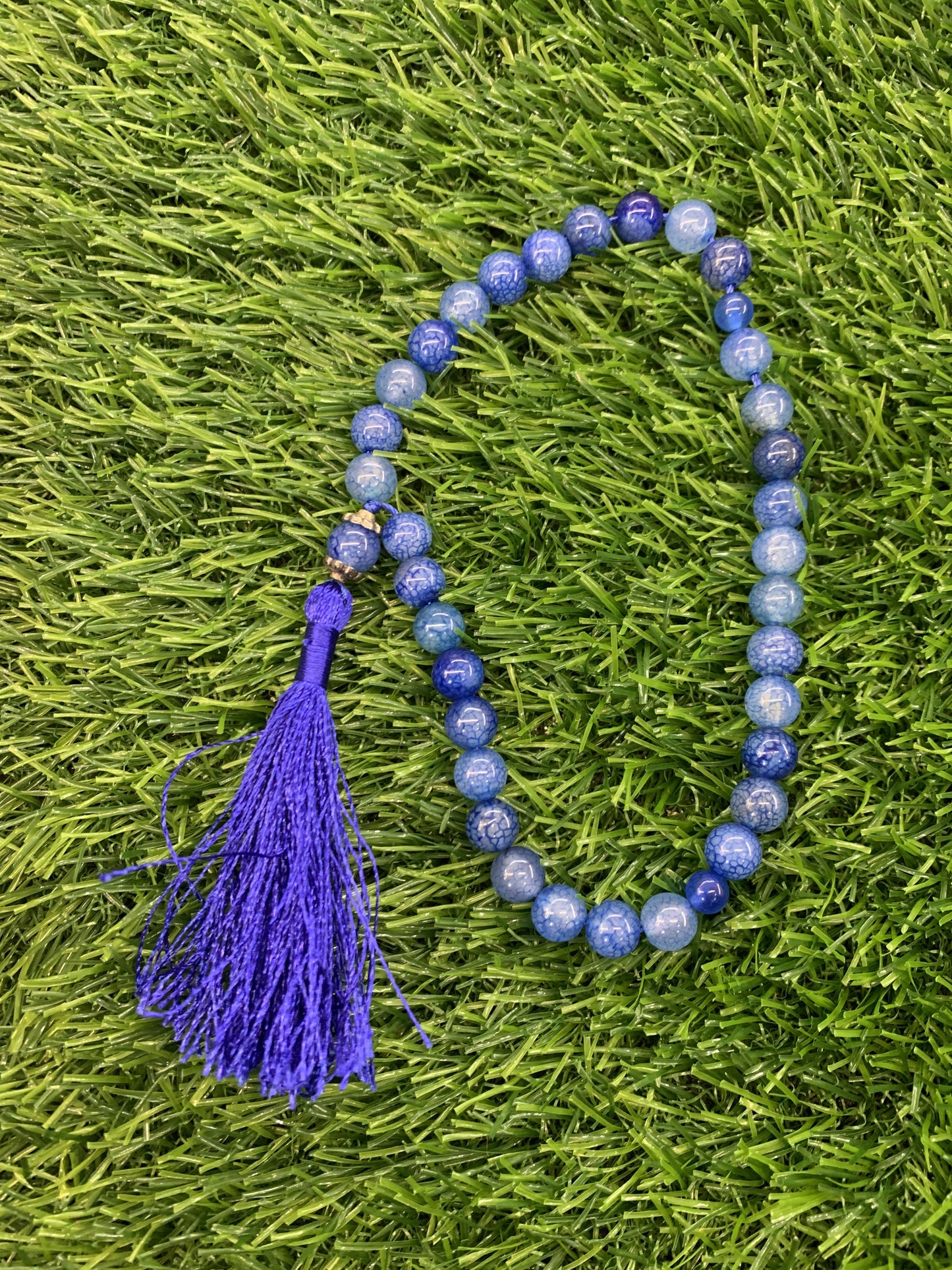 Blue  Aqeeq 33 Beads - 8 mm