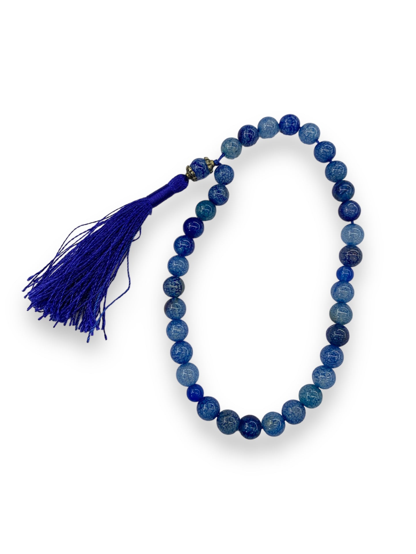 Blue  Aqeeq 33 Beads - 8 mm