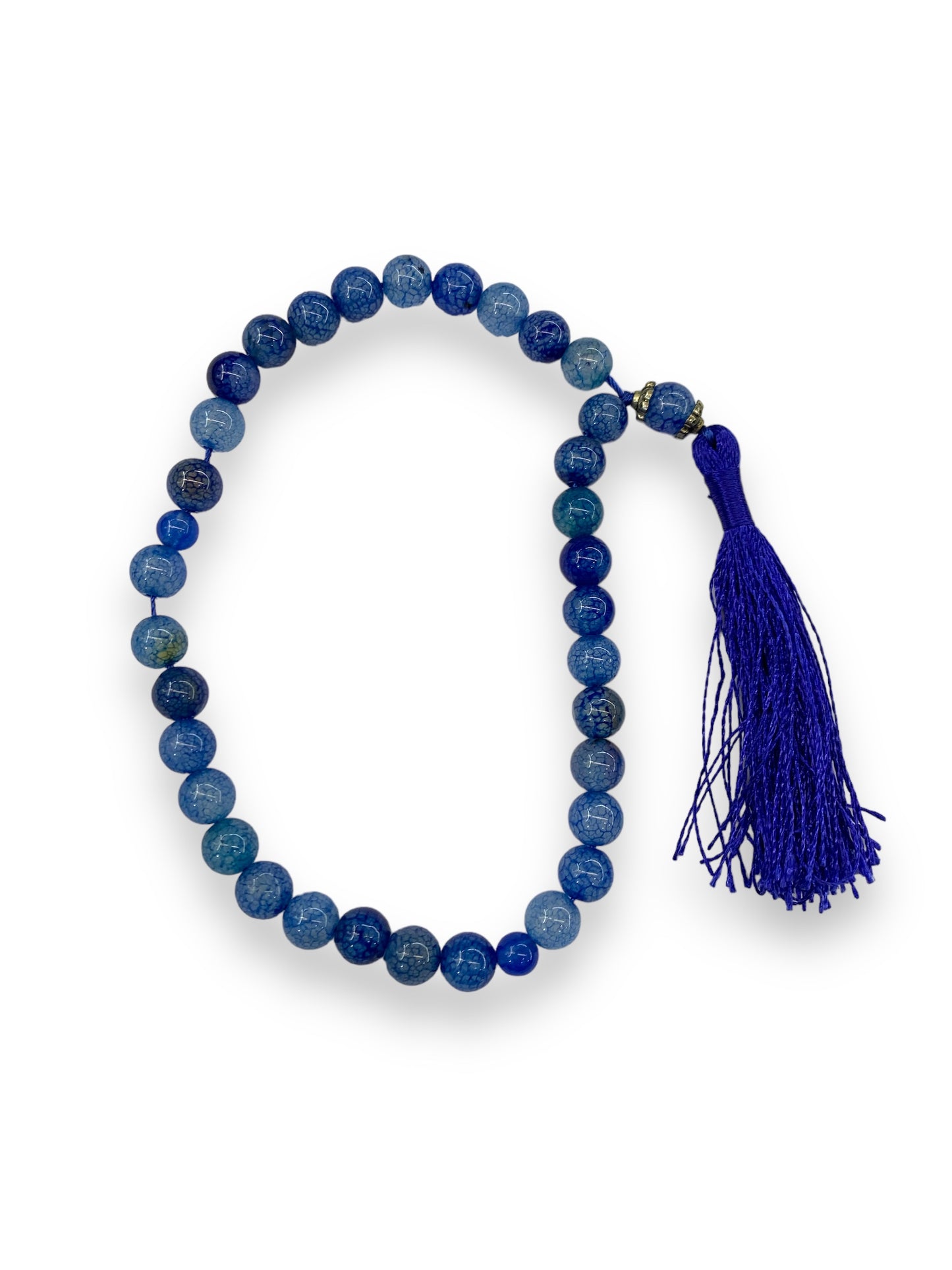 Blue  Aqeeq 33 Beads - 8 mm