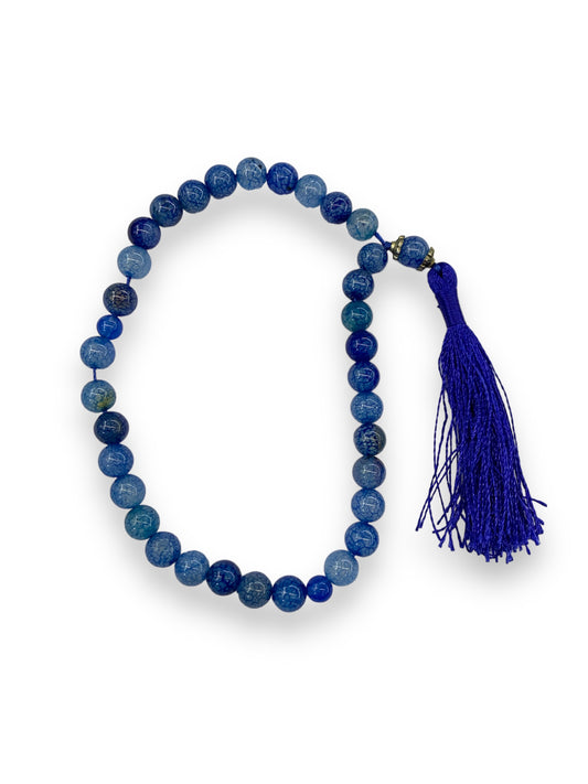 Blue  Aqeeq 33 Beads - 8 mm