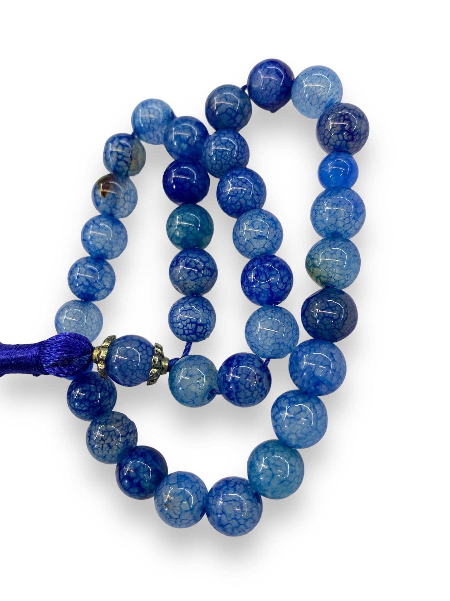 Blue  Aqeeq 33 Beads - 8 mm