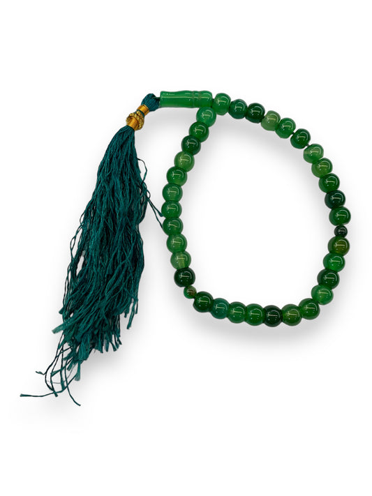 Green Aqeeq  33 Beads - 10 mm