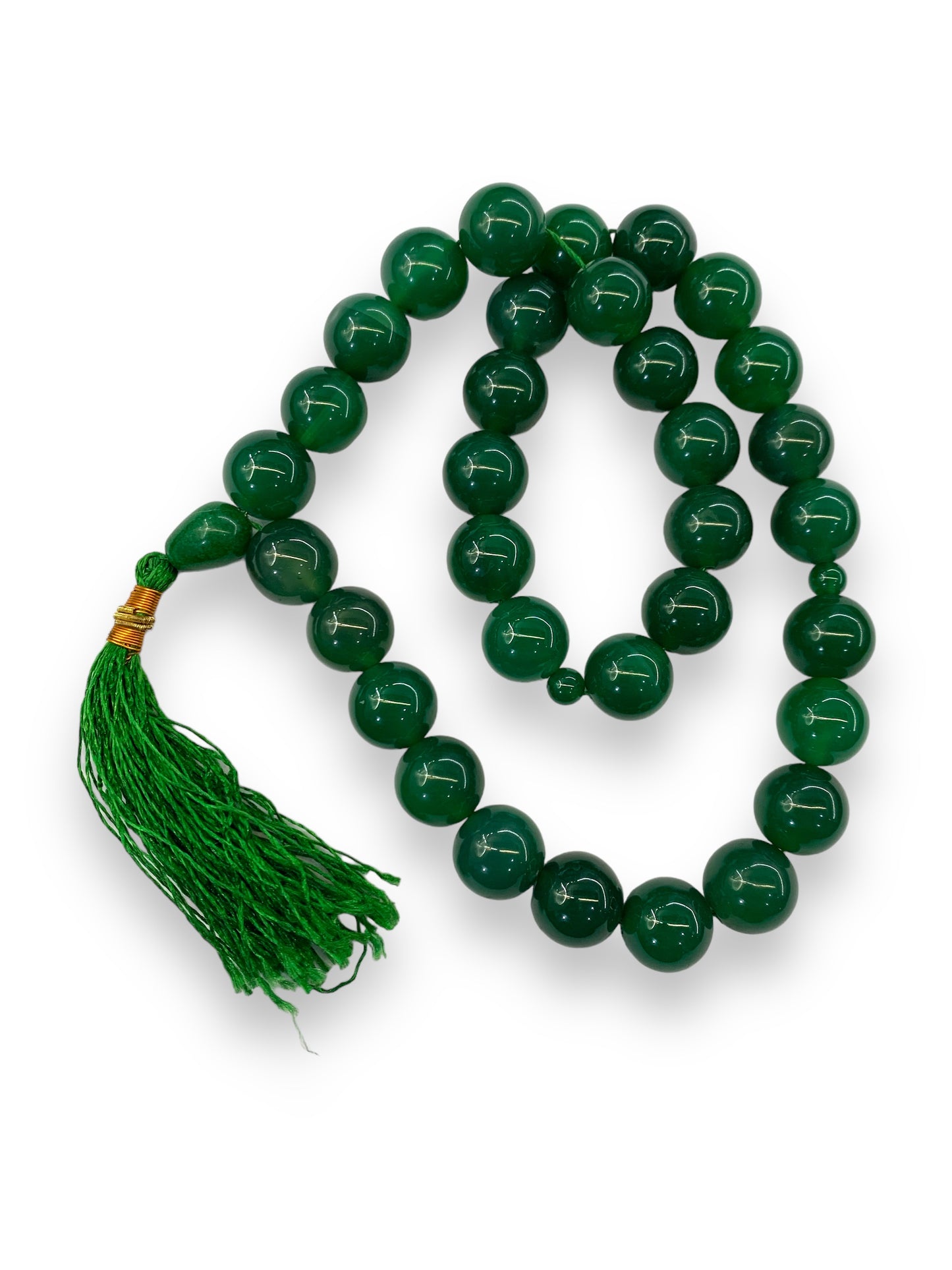 Green Aqeeq  33 Beads - 14 mm