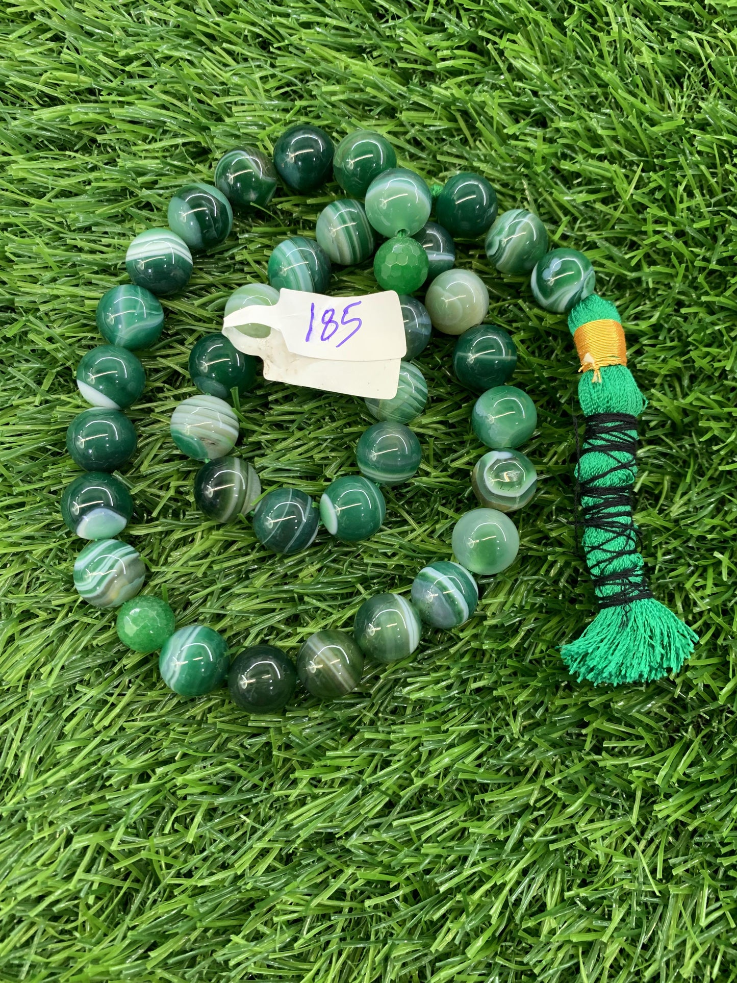 Green Aqeeq  33 Beads - 12.5 mm