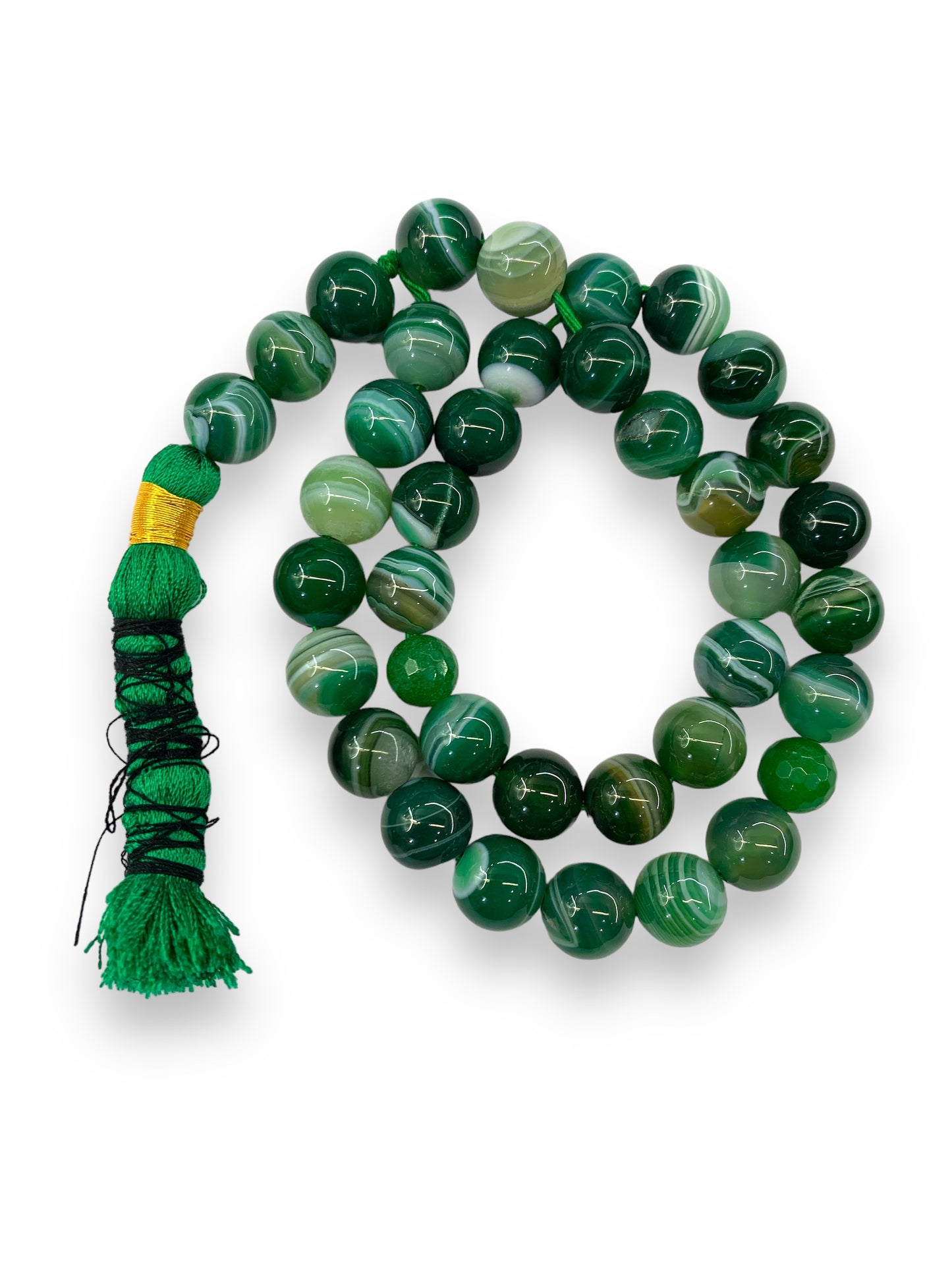 Green Aqeeq  33 Beads - 12.5 mm