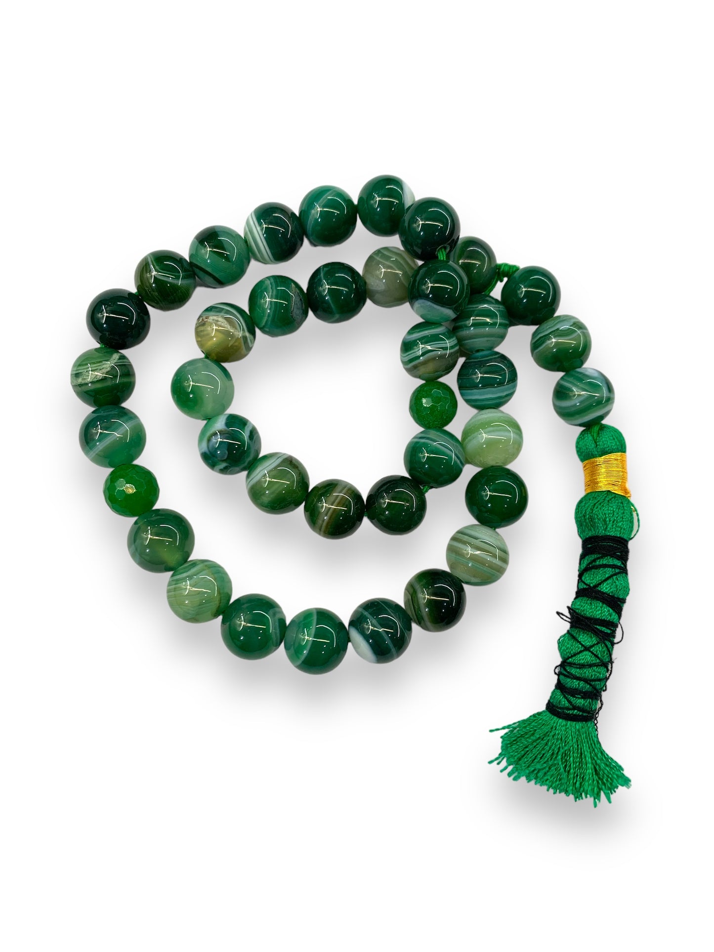 Green Aqeeq  33 Beads - 12.5 mm