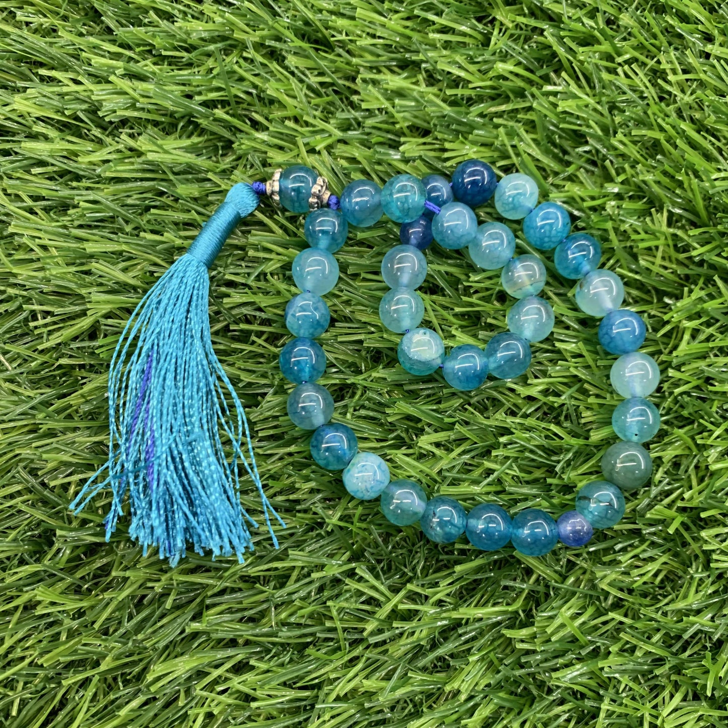 Blue Aqeeq (33 Beads) - 8 mm