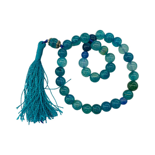 Blue Aqeeq (33 Beads) - 8 mm