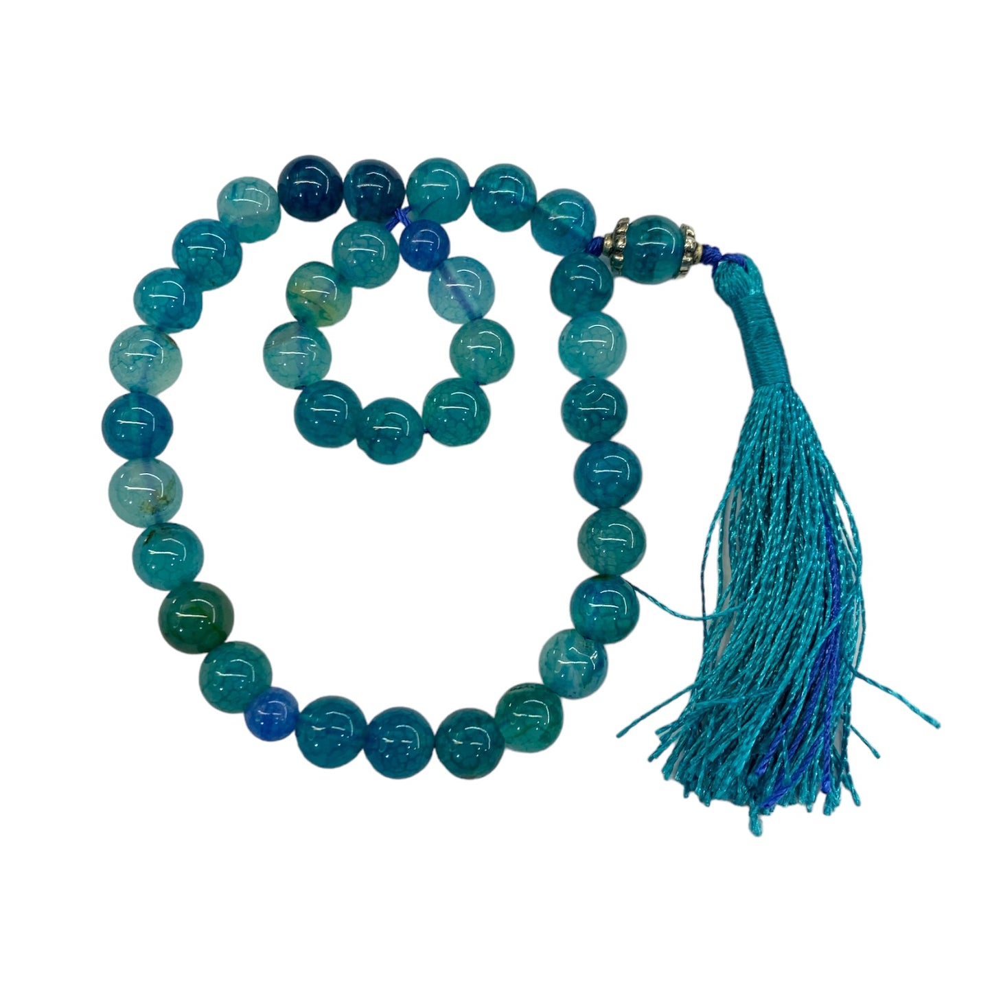 Blue Aqeeq (33 Beads) - 8 mm