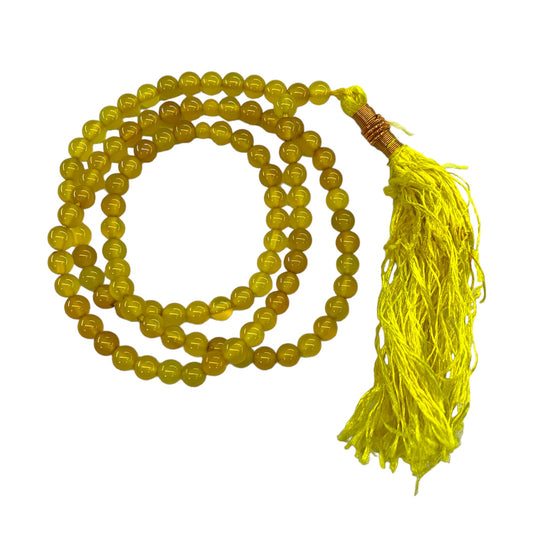 Yellow Aqeeq 100 Beads - 6 mm