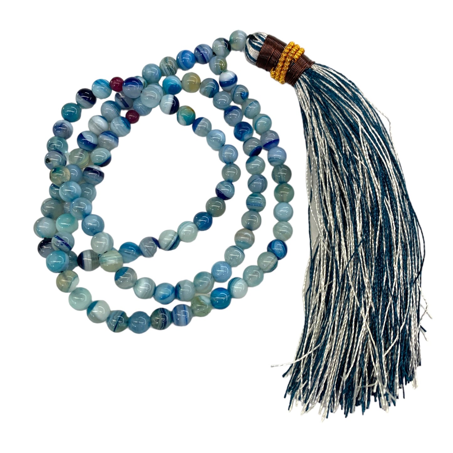 Blue Aqeeq (100 Beads) - 6 mm