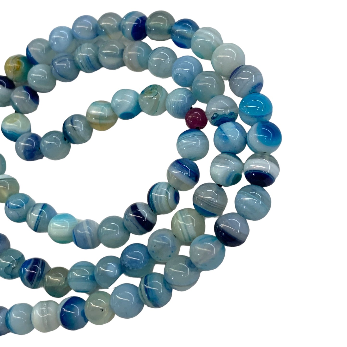 Blue Aqeeq (100 Beads) - 6 mm