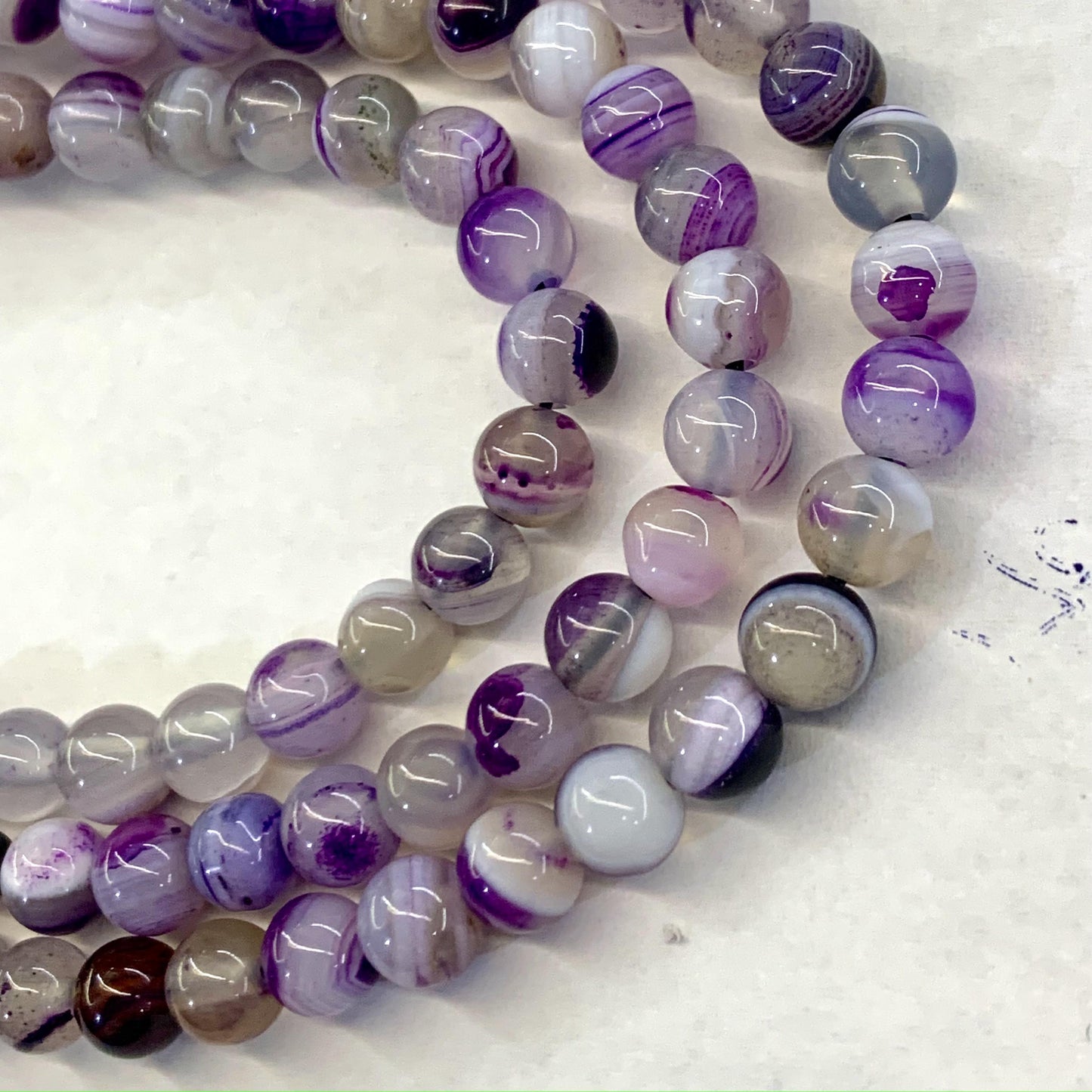 Purple Aqeeq (100 Beads) - 6 mm